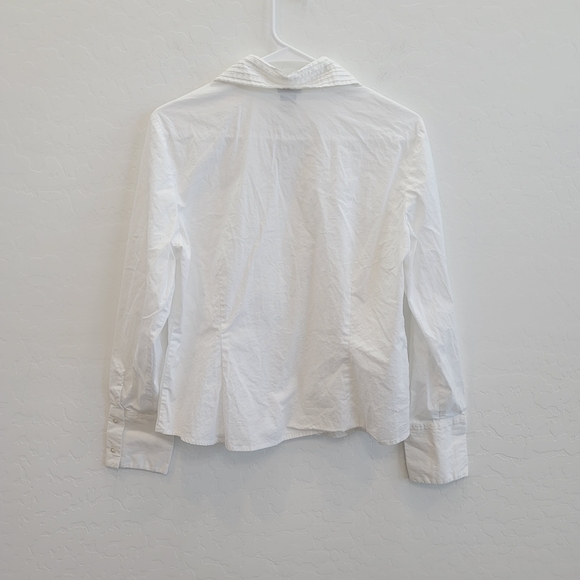 💕 Barrie Pace White Long Sleeves Zipper Down Blouse Top Women's Large Petite - Picture 4 of 6